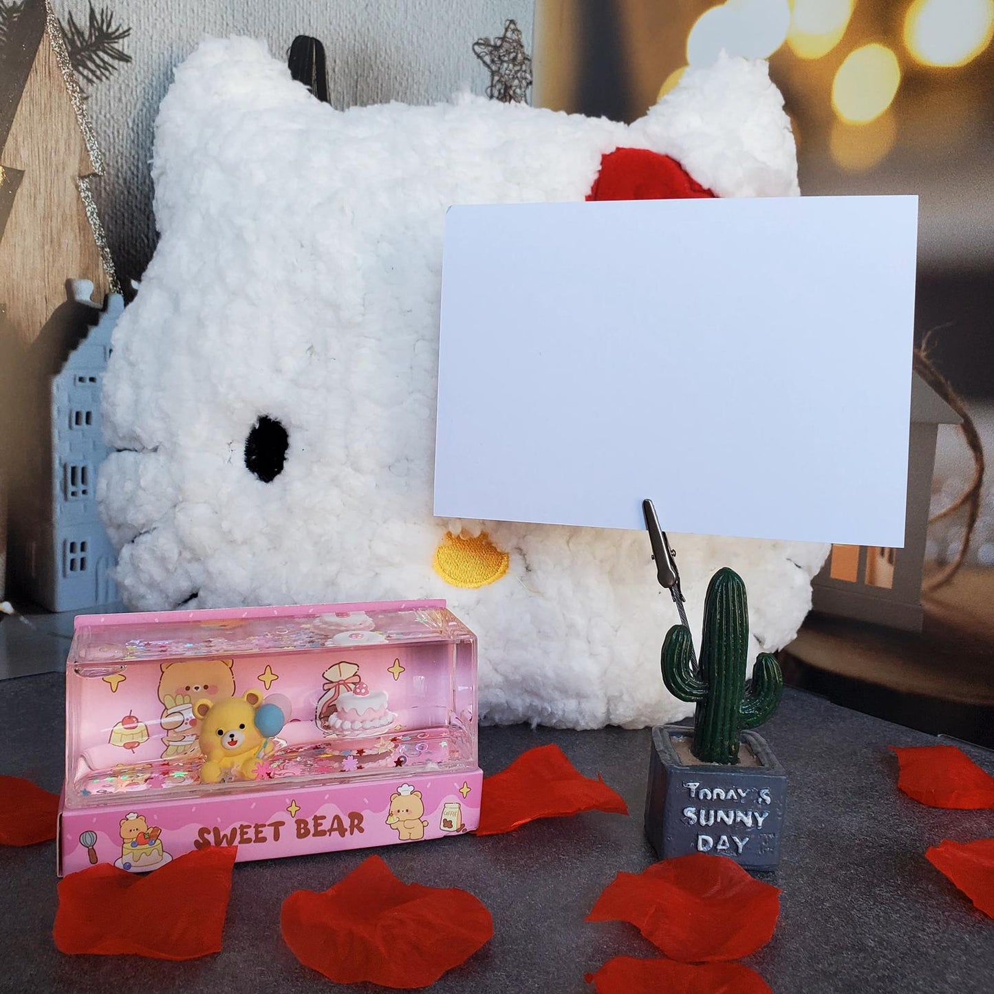 🎀✨ Hello Kitty Kafa Yastığı & Cam Süsü Seti | Sevimli ve Işıltılı Dekor Seti