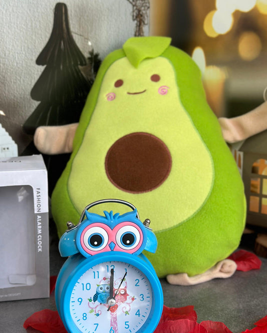 Sevimli Baykuş Çalar Saat ve Avokado Peluş Seti 🎁