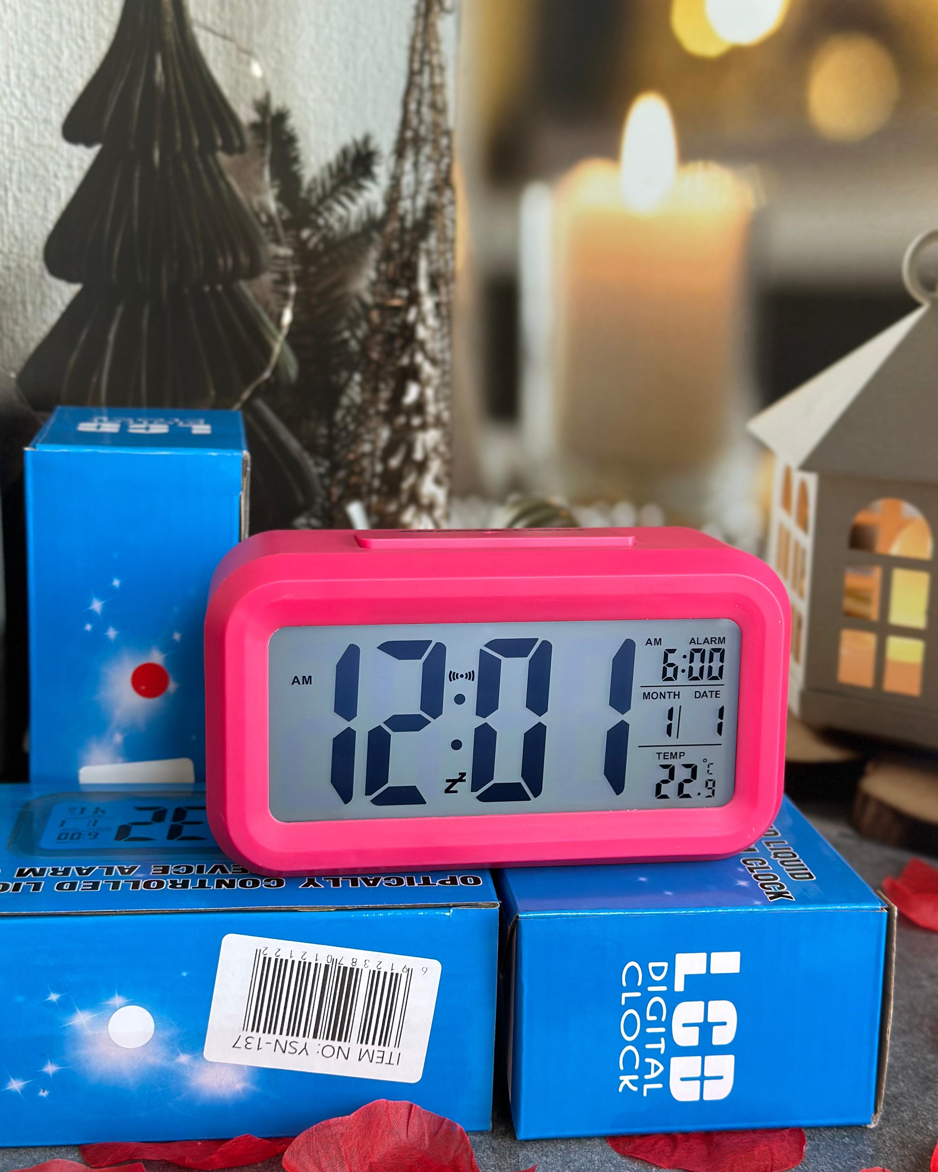 Pembe Dijital LCD Masa ve Çalar Saat