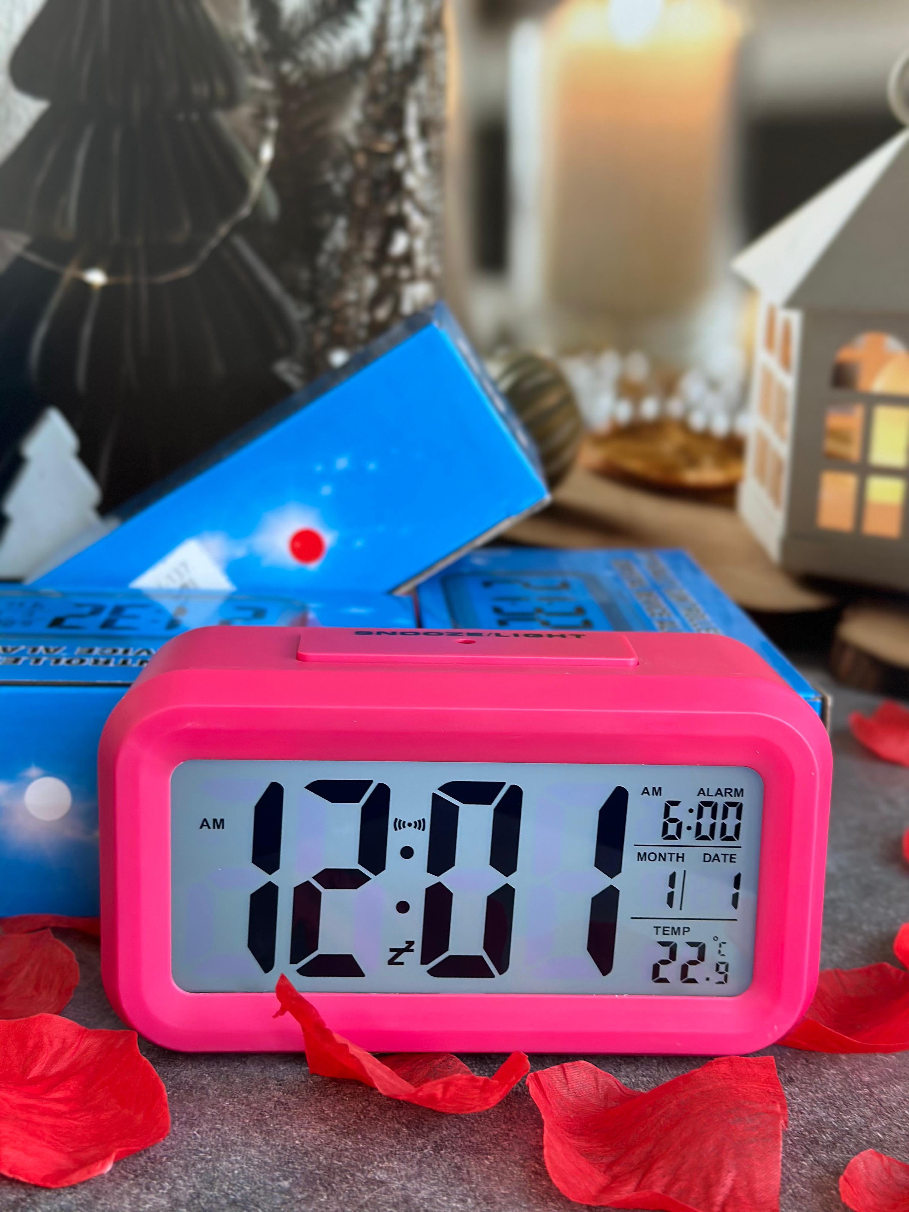 Pembe Dijital LCD Masa ve Çalar Saat