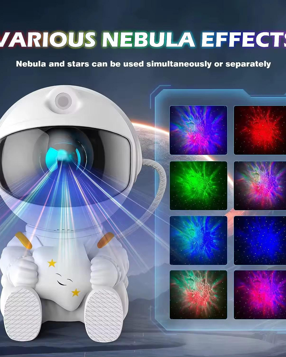 Astronot Projektör Gece Masa Lambası Galaxy Kumandalı Aydınlatma