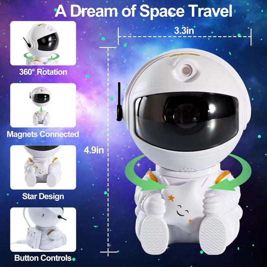 zay Temalı Astronot Yıldız ve Nebula Projektörü