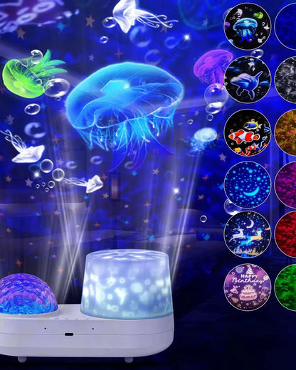 Jel Balığı Temalı LED Projektör – Yıldızlı ve Animasyonlu Gece Lambası