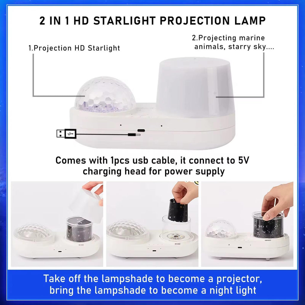 360° LED Deniz Dünyası Projektör Gece Lambası