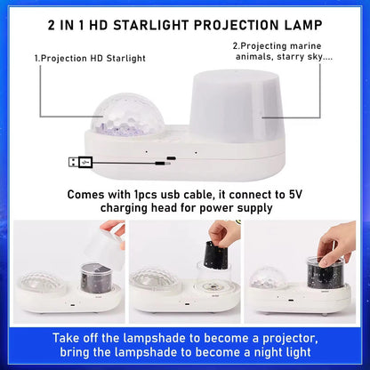 Jel Balığı Temalı LED Projektör – Yıldızlı ve Animasyonlu Gece Lambası
