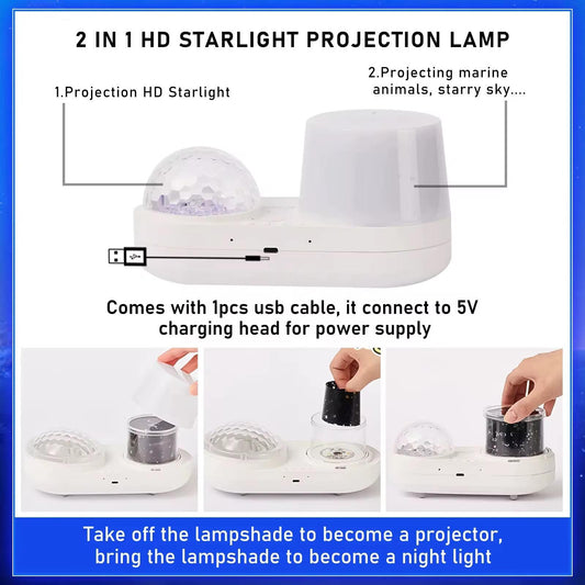 Jel Balığı Temalı LED Projektör – Yıldızlı ve Animasyonlu Gece Lambası
