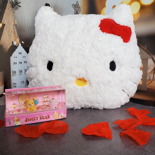 🎀✨ Hello Kitty Kafa Yastığı & Cam Süsü Seti | Sevimli ve Işıltılı Dekor Seti