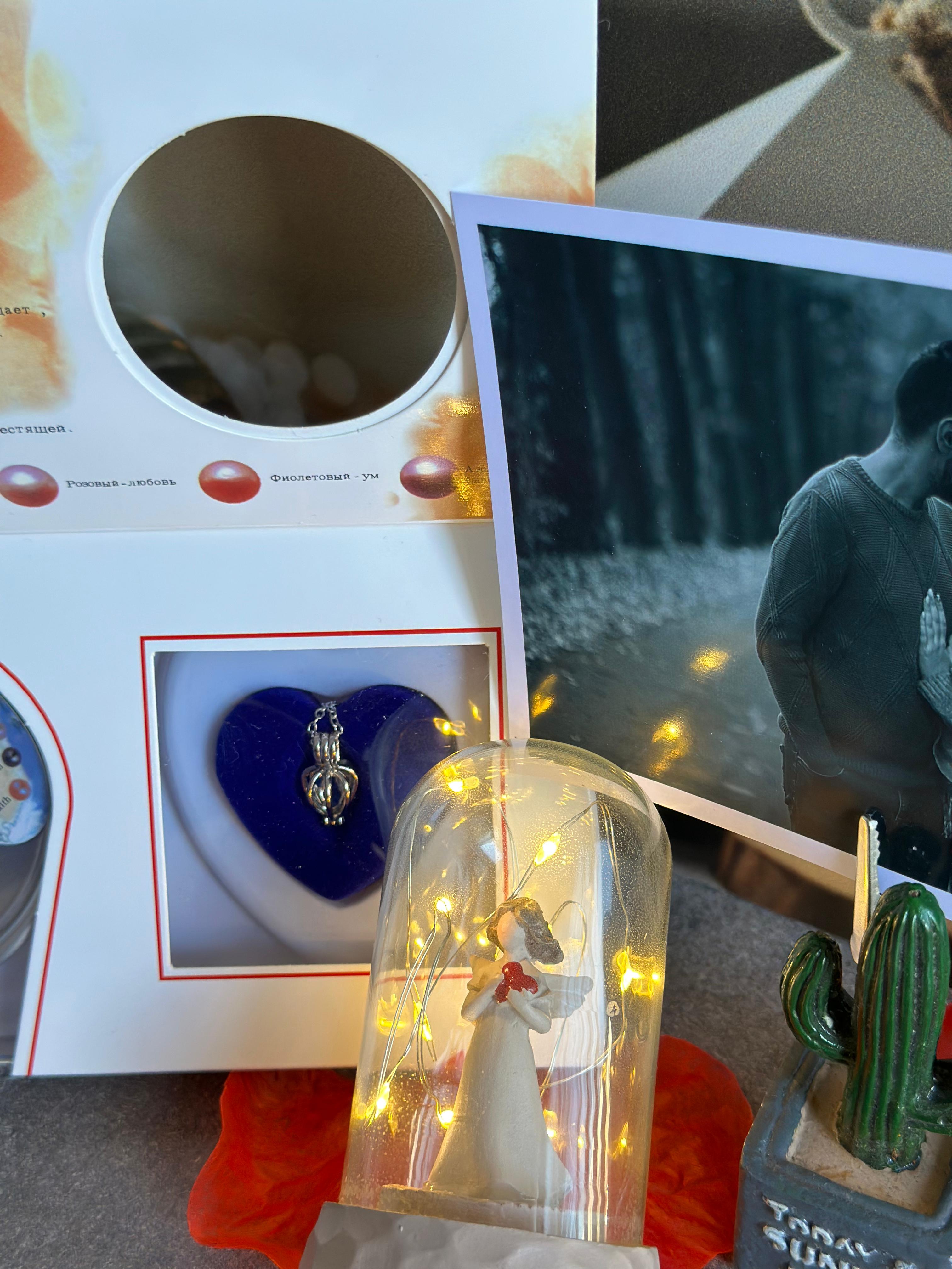 Kişiye Özel Fotoğraf, Biblo ve Gerçek İncili Kolye Set