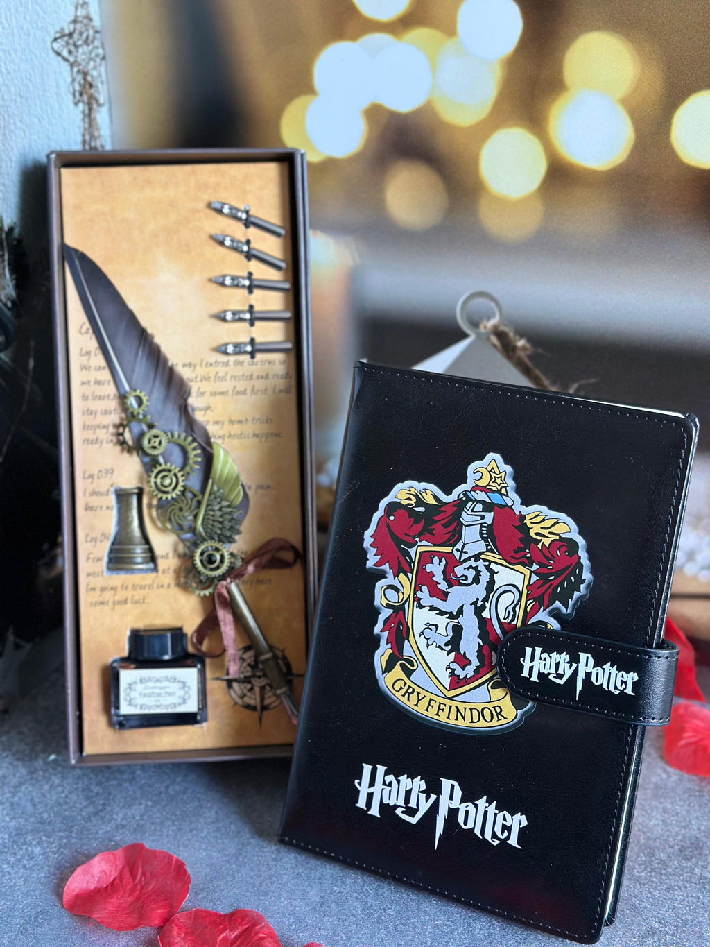 Harry Potter Gryffindor Koleksiyon Seti – Tüy Kalem & Büyü Günlüğü Hediye Kutusu
